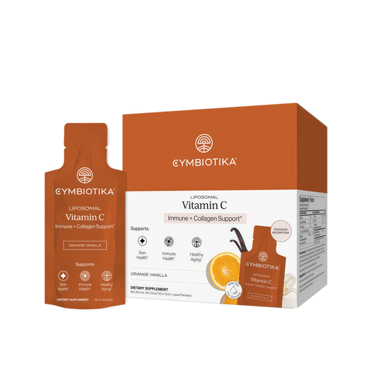 CYMBIOTIKA Liposomal Vitamin C Supplement, Immune Health, Skin Health, Healthy Aging, Enhanced Absorption, Gluten Free, Soy Free, Plant-Based, Orange Vanilla Flavor